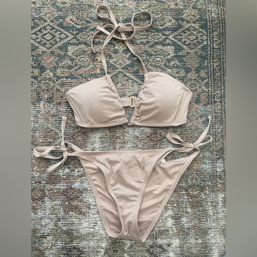 Never Worn Shade & Shore Women's Bikini in Light Mauve Lurex